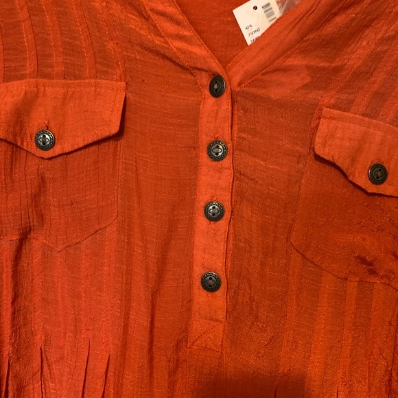 NWT, Avenue, Orange Blouse w Pockets, Size 30-32 - Picture 3 of 8